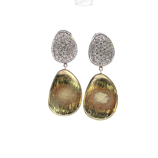 14K POST CLIP EARRING WITH DIAMONS PAVE EARRINGS