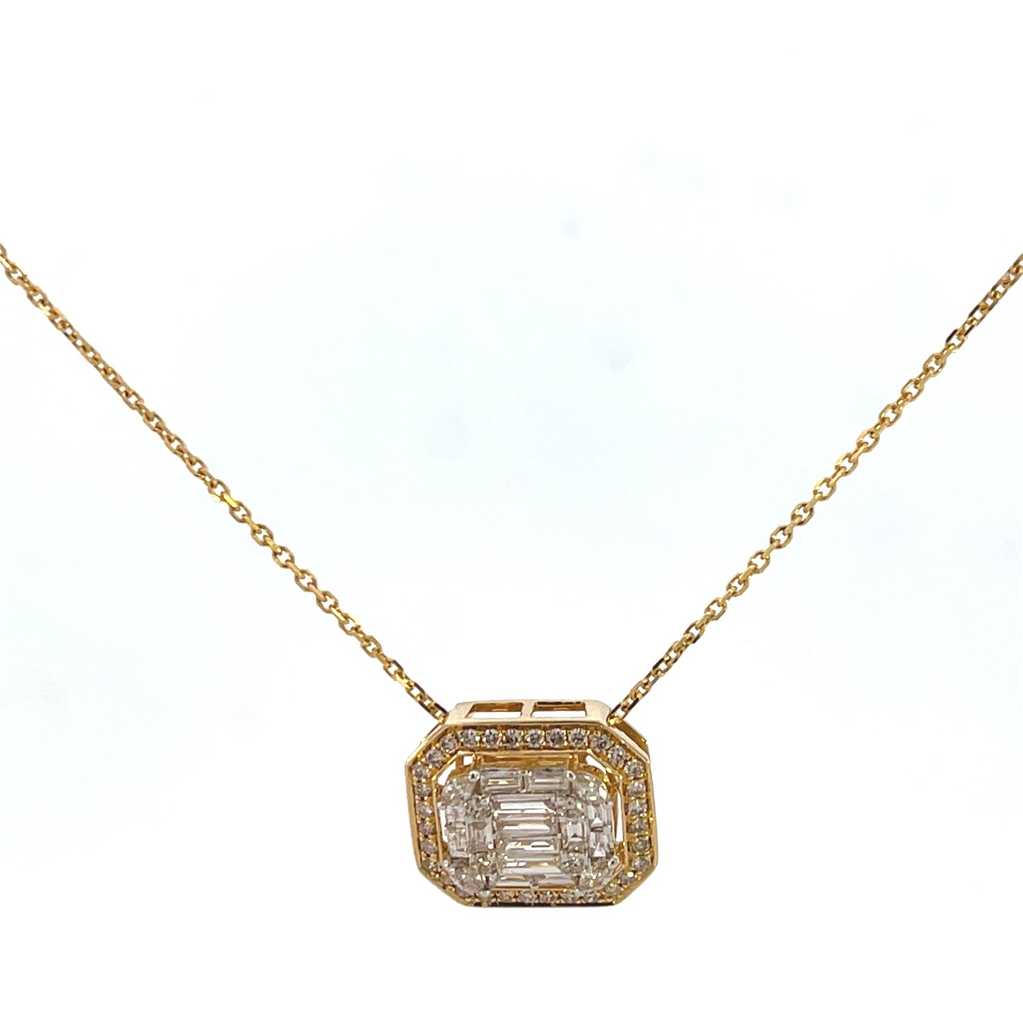 14KYG BAGUETTE PENDANT NECKLACE