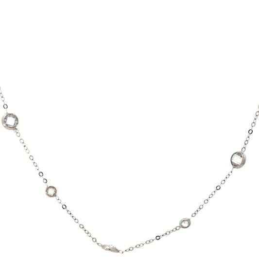 14KWG LONG CRYSTAL NECKLACE