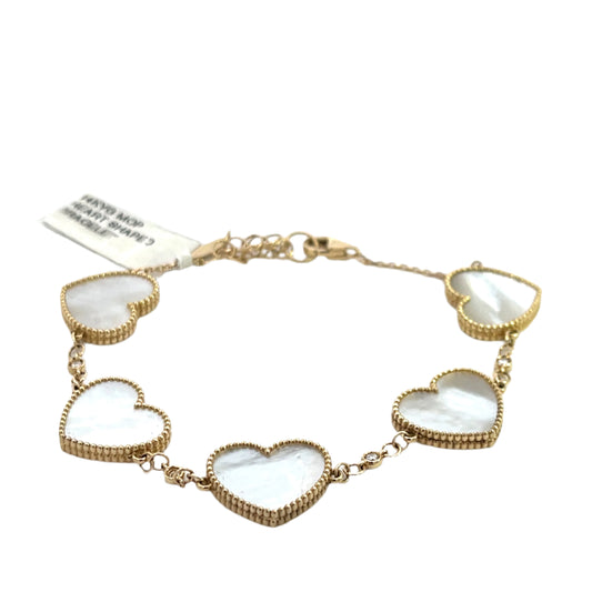 14KYG MOTHER OF PEARL HEART SHAPED BRACELET