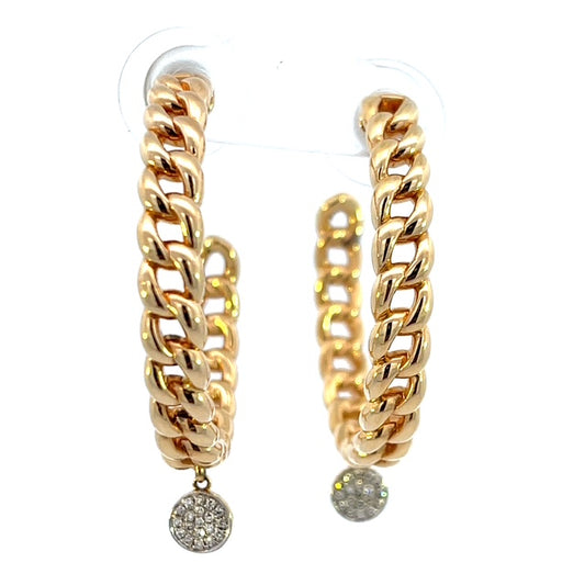 14KYG 0.09CTW  CHAIN STYLE HOOP EARRING