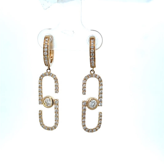 Bezel Set Diamond Hanging Earrings