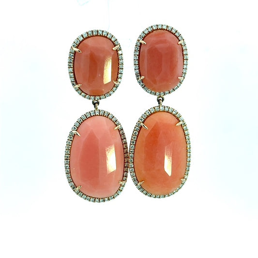 Sliced Pink Sapphire Hanging Earrings