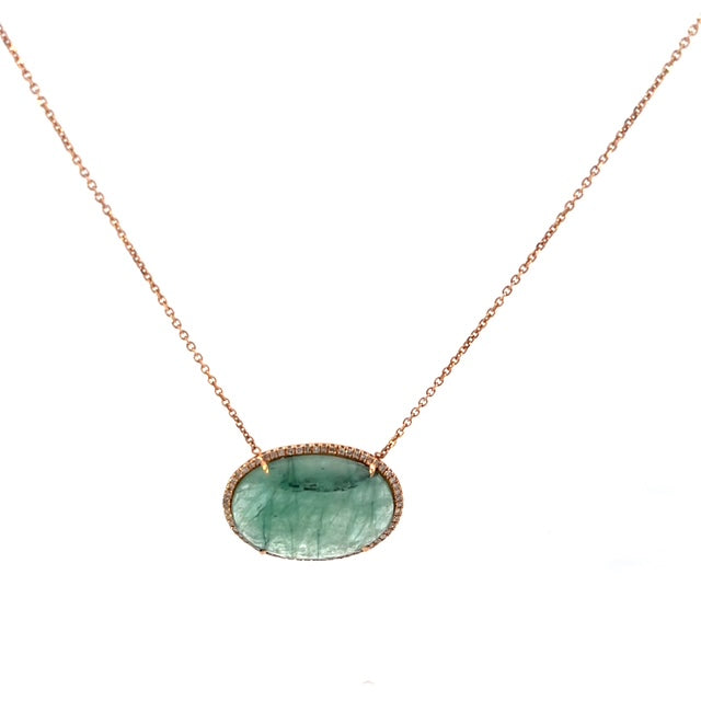 Green Saphire slice Necklace