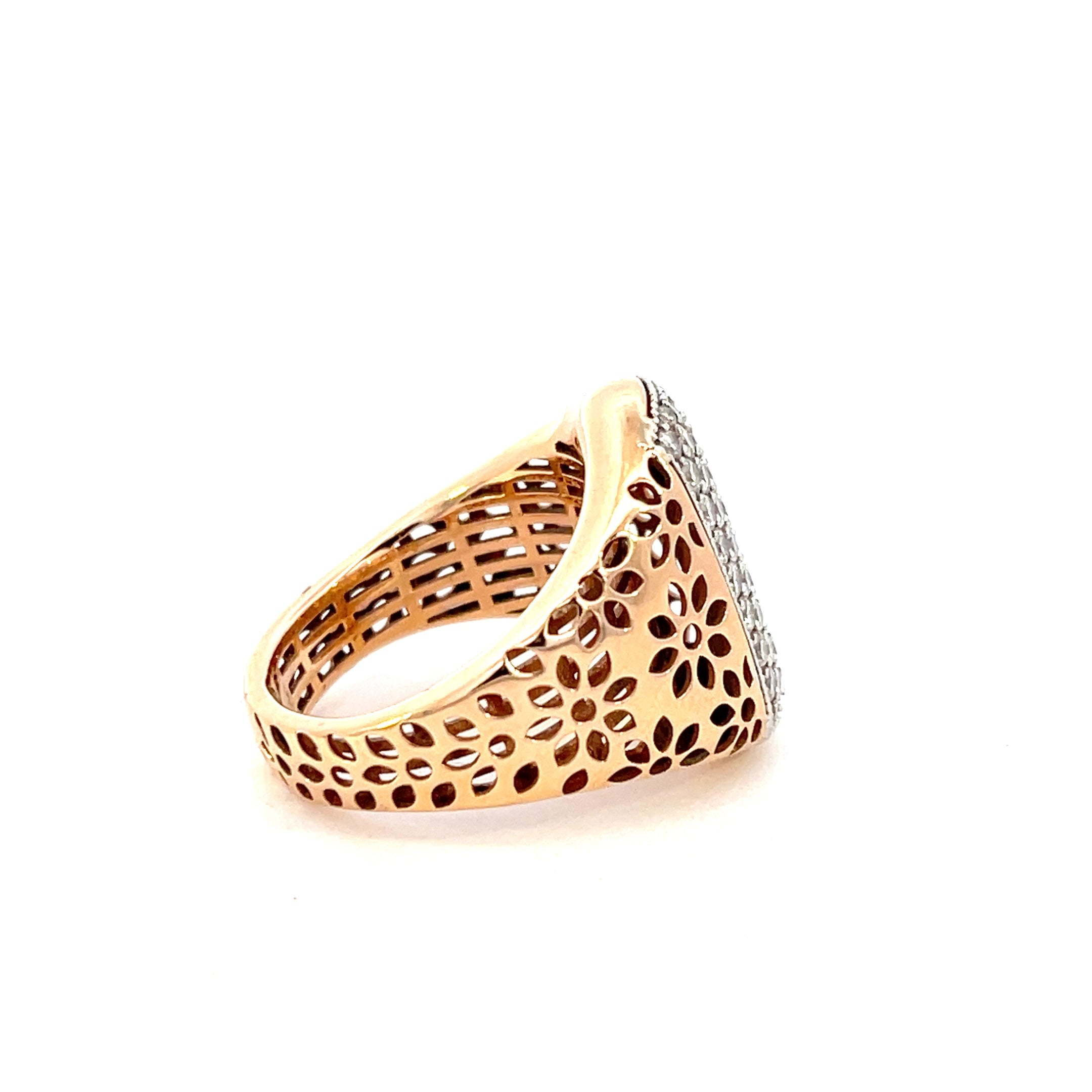 18K Rose Gold 1.05CTW Pave Diamond Ring Made in Italy