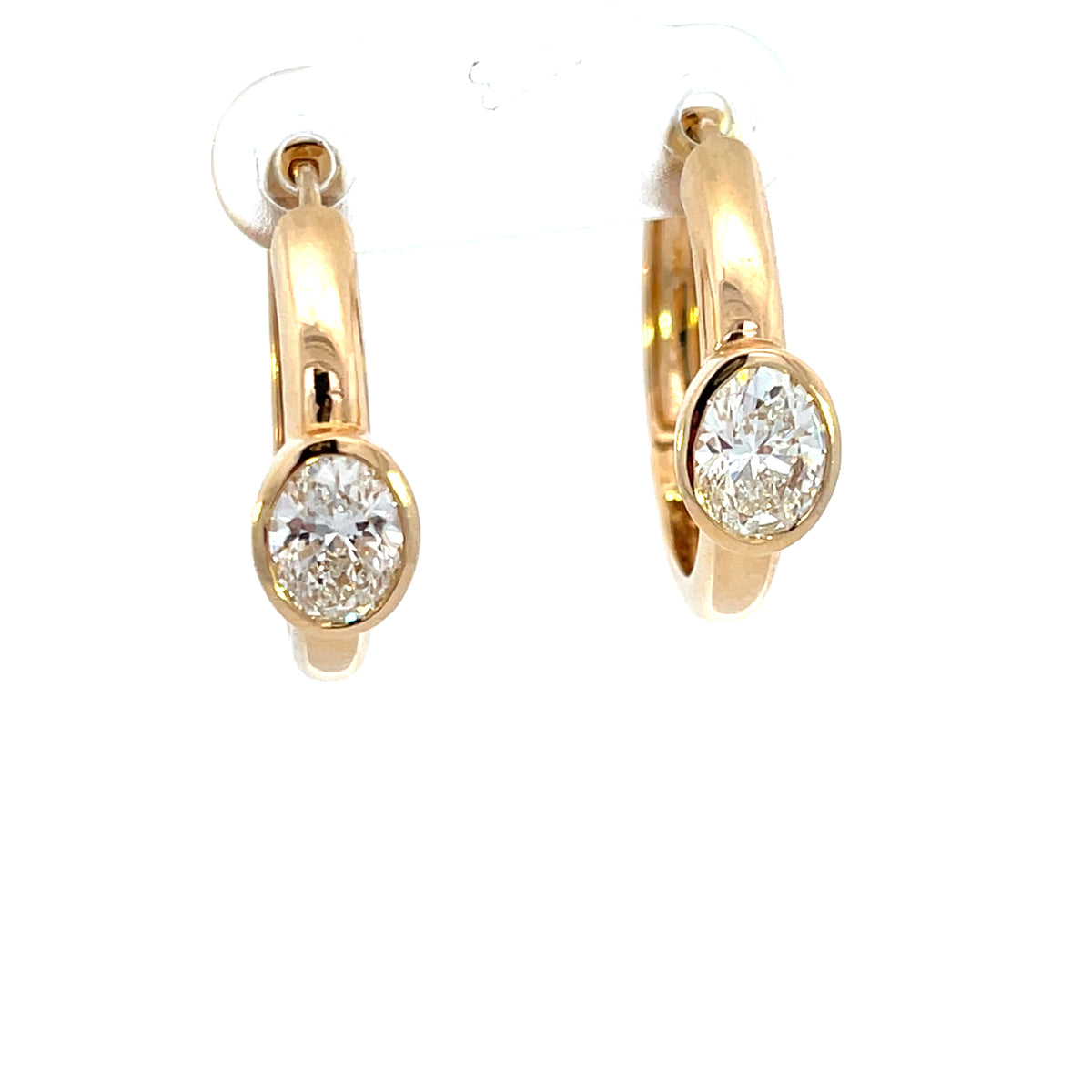 Bezel Classic Diamond Center Gold Hoops