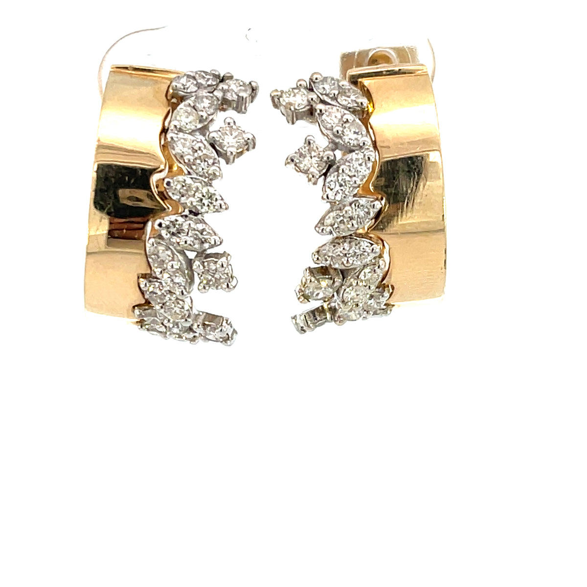 Thick Gold mixed Shape Diamond Chuncky Hoops
