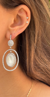 Mother of Pearl Diamond Hanging Earrings