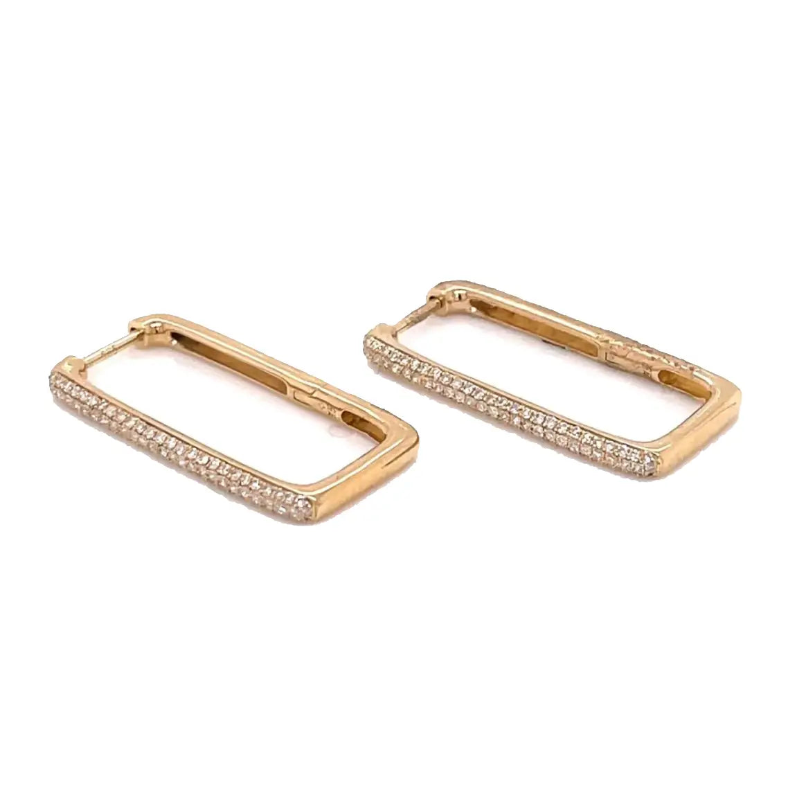 Square pave diamond earrings with rounded corners