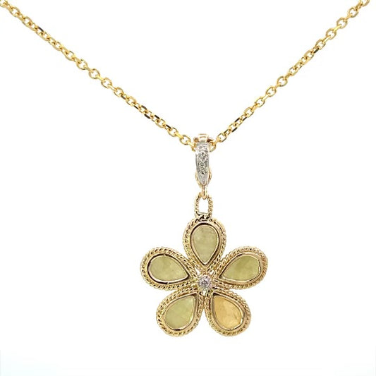 Flower Pendant Charm on a Gold Chain Necklace