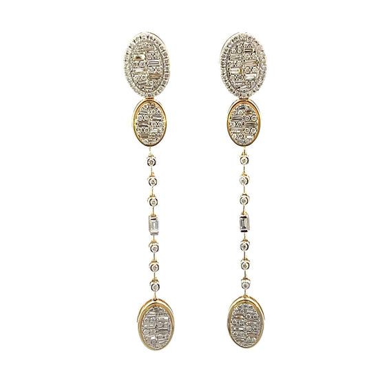 Diamond Oval Hanging Earrings