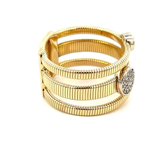 Diamond Circle Bezels & Tubogas Gold Band Ring