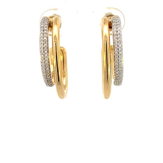 Double Hoop Gold And Diamond Earrings