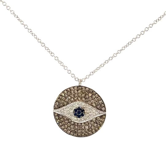 Brown Diamond Evil Eye Pendant Necklace