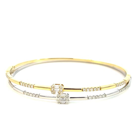 18k White Gold thin Bangle set