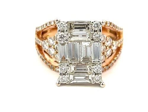 Emerald Diamond Baguette Fashion Ring