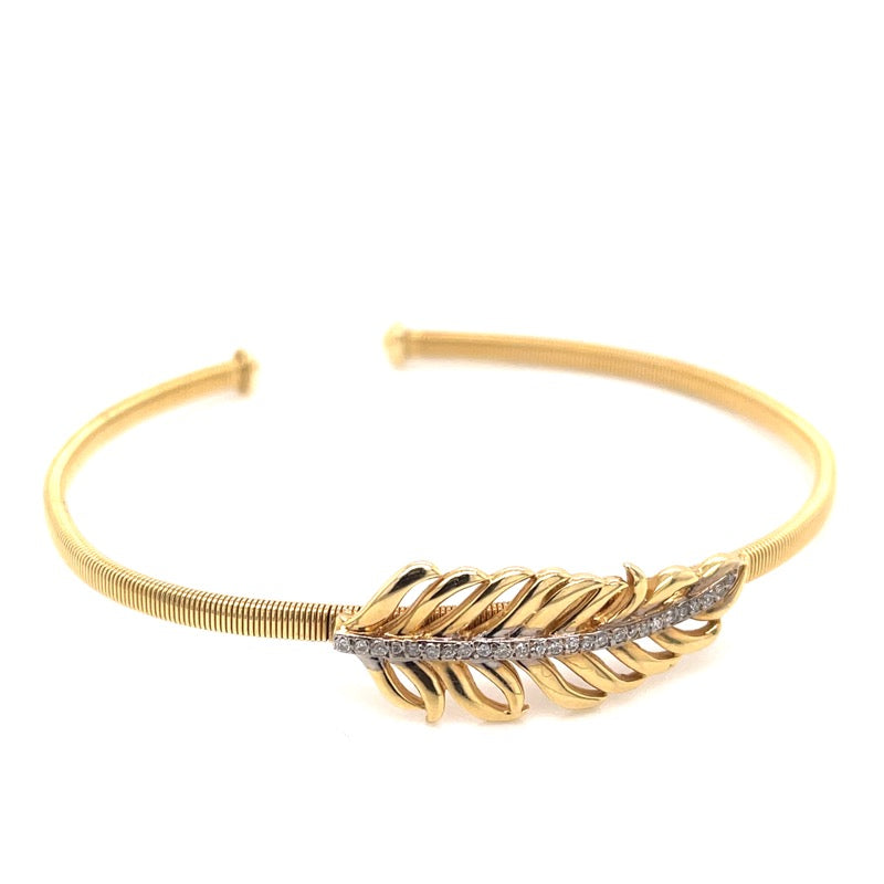 FEATHER YELLOW  GOLD BANGLE