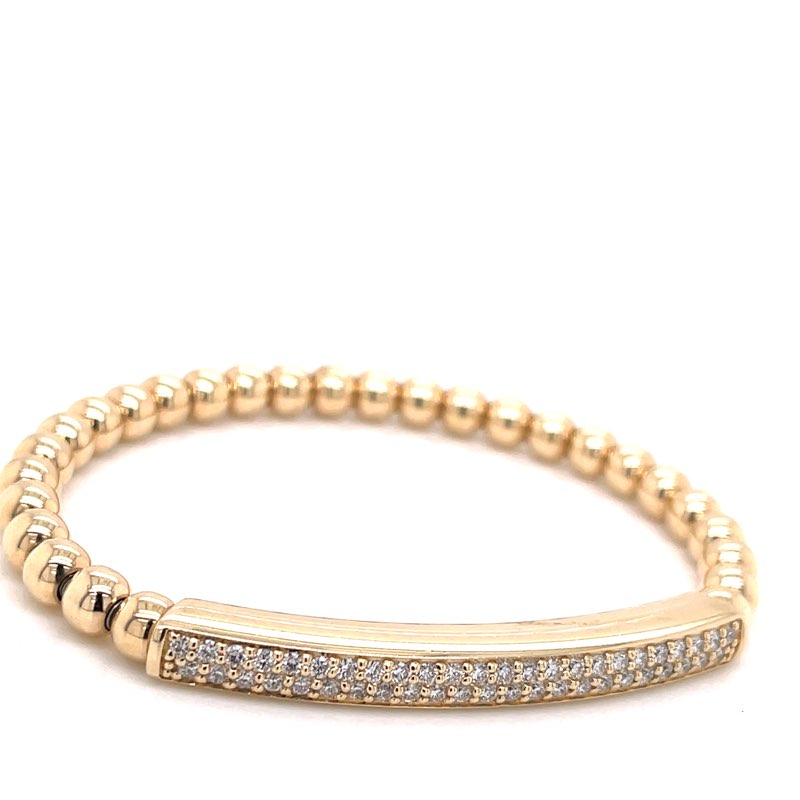 Beaded Gold Diamond Bar Center Bracelet