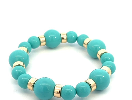 Turquoise & gold filled stretch bracelet