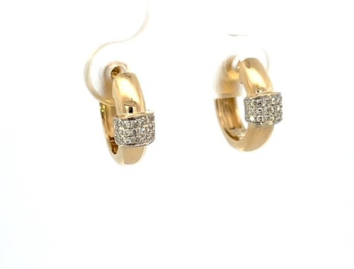 Gold Huggie Hoops With Diamond center square