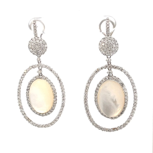 Mother of Pearl Diamond Hanging Earrings
