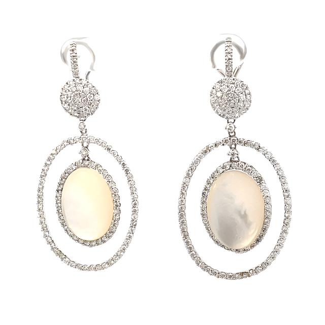 Mother of Pearl Diamond Hanging Earrings