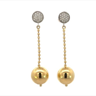 ITALIAN DROP ROUND BALL GOLD EARRINGS