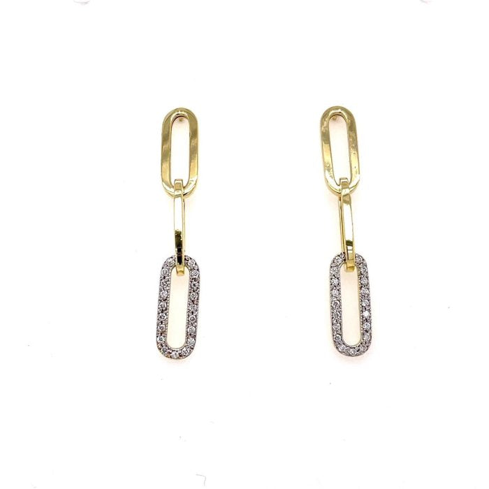 YellowGold paper clip dangling earrings.