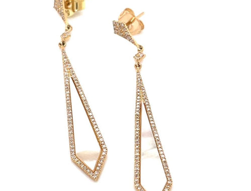 Paved round diamonds & Mother of pearl triangle drop earrings
