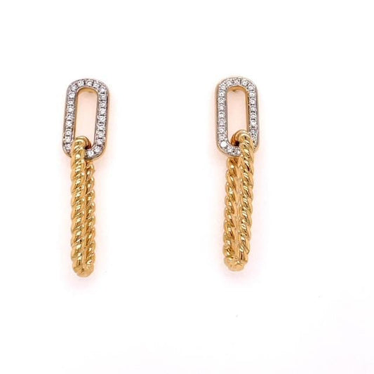 Link pave diamond top with rope style drop earrings