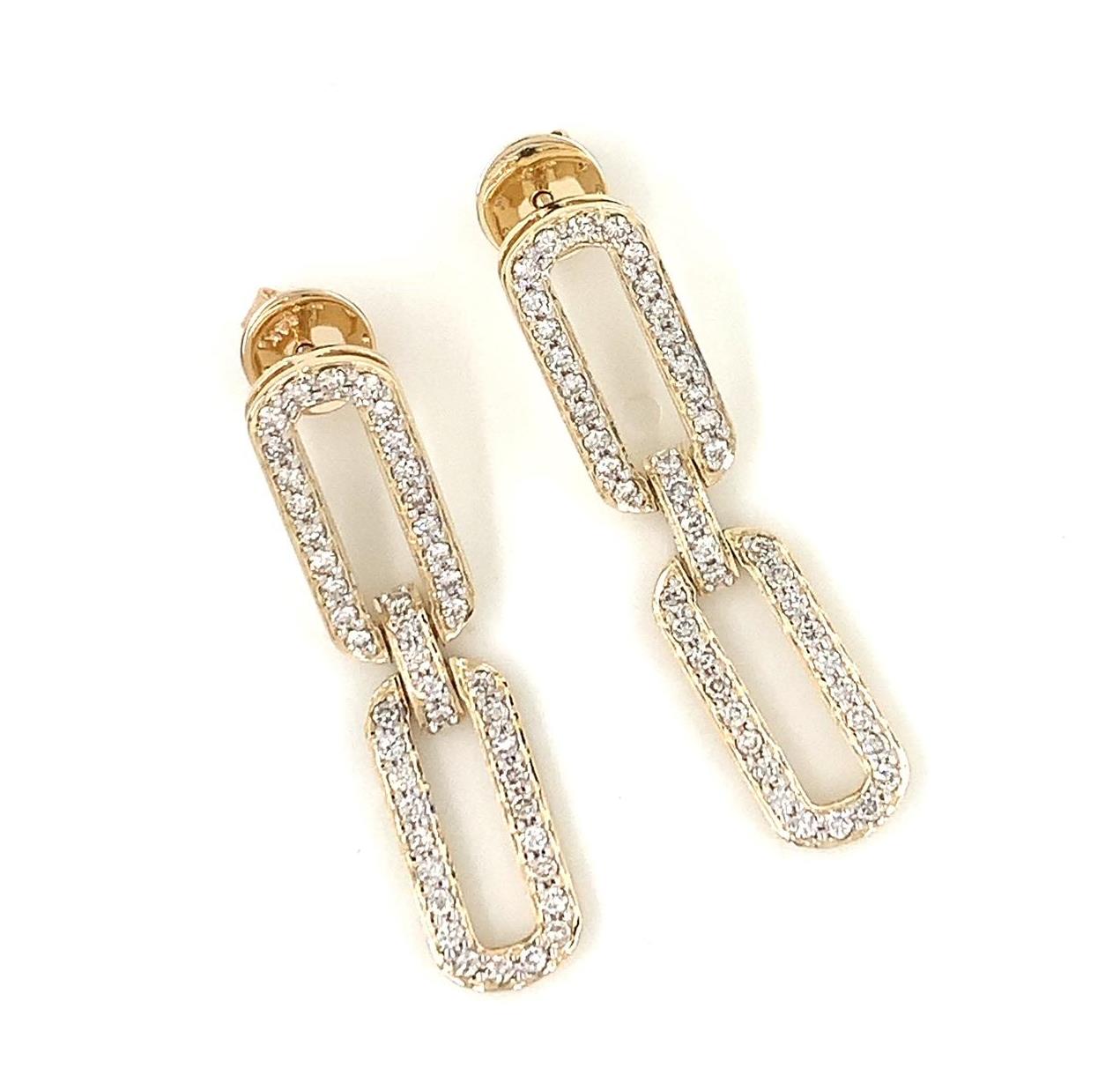 Double pave diamond link earrings