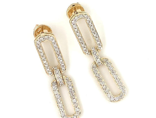Double pave diamond link earrings