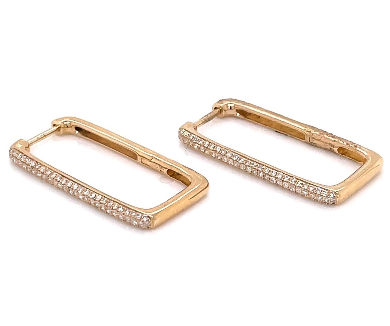 Square pave diamond earrings with rounded corners