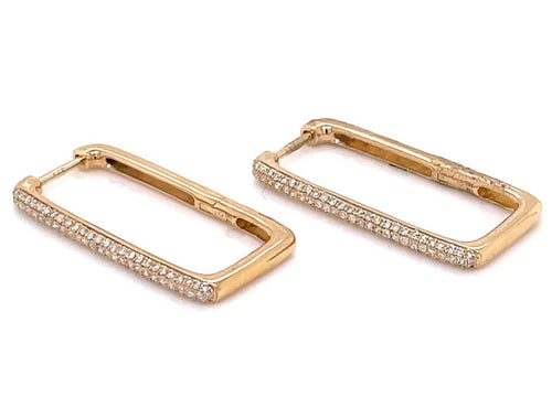 Square pave diamond earrings with rounded corners