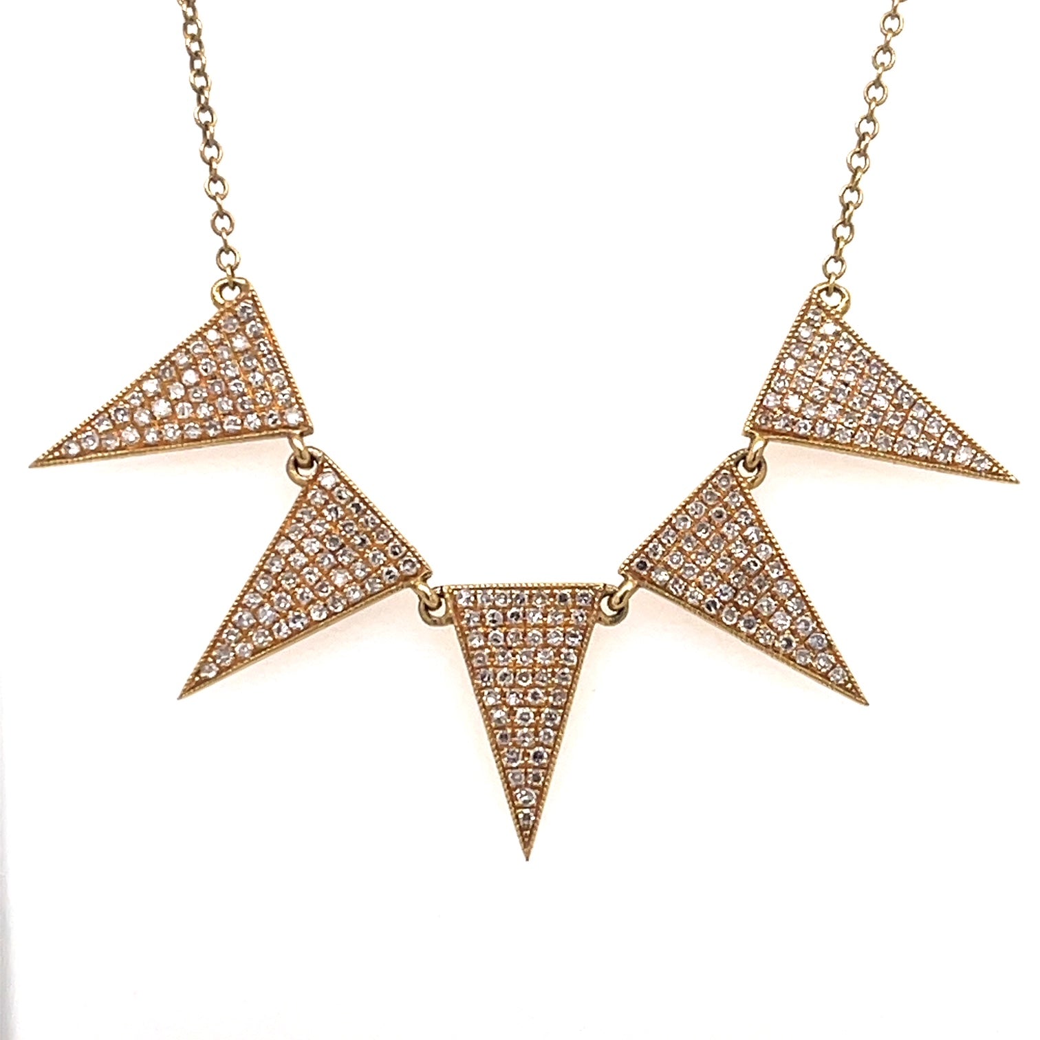 Dagger Triangle Diamond Rose Gold Necklace